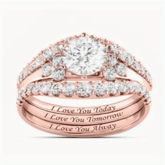 Dazzling Zircon Triple Band Ring Set – New With Tags - Picture 6 of 8